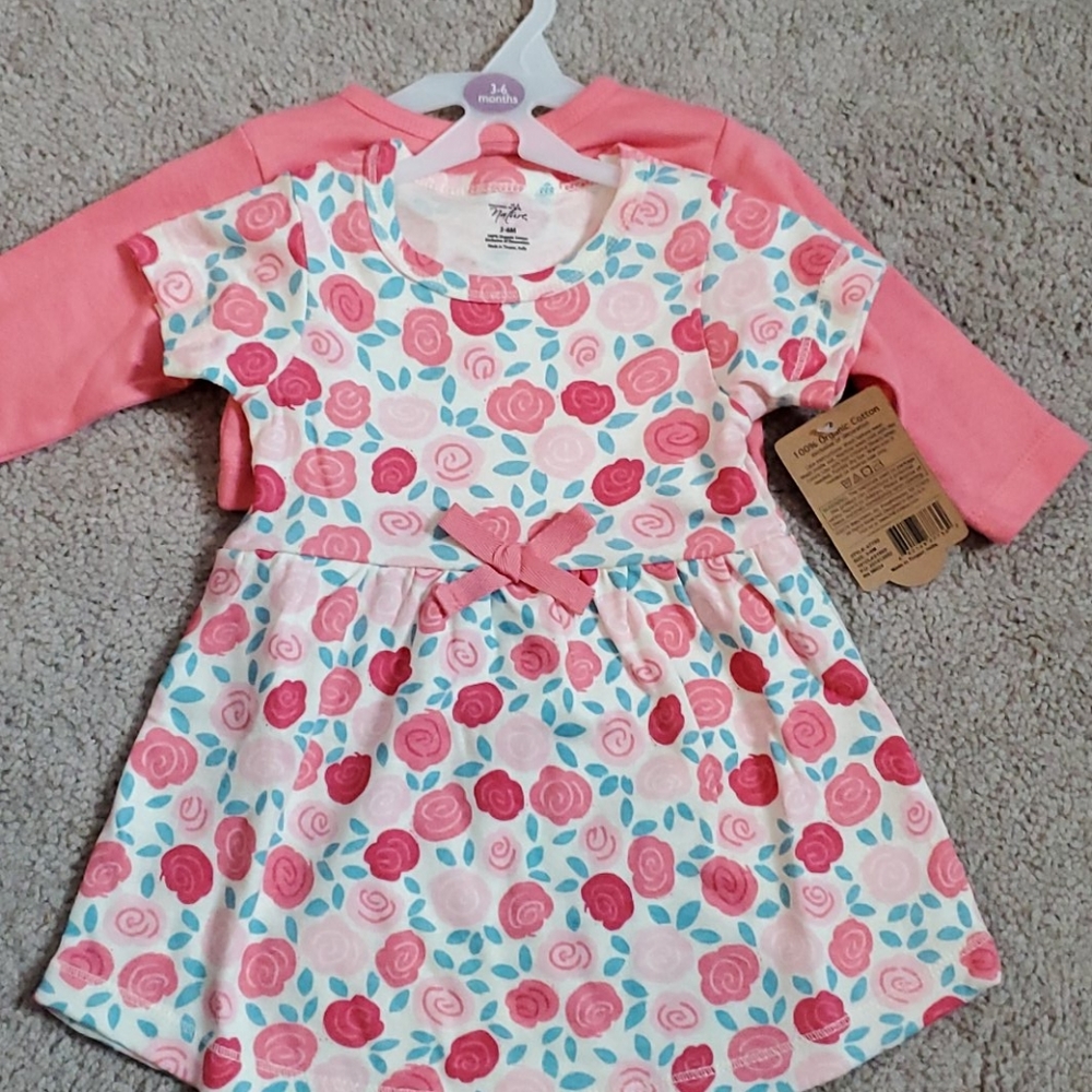 Organic cotton dress and cardigan set